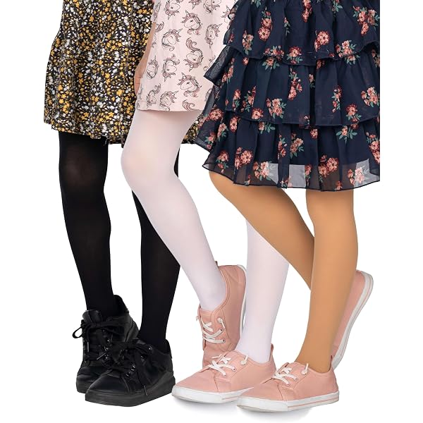 Collants De Danse ACMEDE Pour Filles 2-10 Ans - Lot De 6 - Opaques Avec Pieds - Pour Ballet, école Et Quotidien
