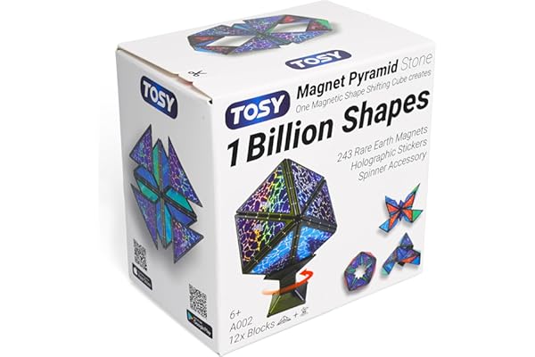 TOSY Magnet Pyramid Stone: 1 Cubo se transforma en mil Millones de Formas, 243 imanes, diseño holográfico, Accesorio Giratorio, Juguete Steam, Regalo de cumpleaños