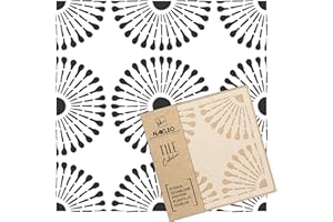 NL NAKLEO ART & WALL DECOR NAKLEO Tile Reusable Plastic Stencil - Alicante Dandelion Flower - Moroccan Geometric - Paver Block Concrete Floor Wall Painting Template Wood (15x15cm / 5.9” x 5.9”)