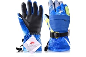 Azarxis Dziecięce rękawiczki narciarskie, zimowe, wiatroszczelne, z ciepłą podszewką polarową, termiczne, dla dzieci, chłopców, dziewcząt, snowboardu, jazdy na sankach, jazdy na rowerze, jazdy na