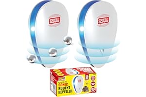 PEST GUARD Ultrasonic Pest Repeller Electronic Mouse Repellent Plug-in, Indoor Mosquito, Spider & Cockroach Control for Safe and Chemical-Free Pest Prevention (Pack of 2)
