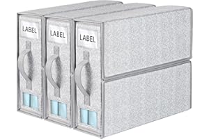 Syeeiex Bettwäsche Aufbewahrung Organizer 3 Stück, Faltbare Aufbewahrungstasche für Bettlaken, Bettwäsche Organizer mit Fenster&Etikett, Unterbett Aufbewahrungsbox für King&Queen Size Bettlaken Decken