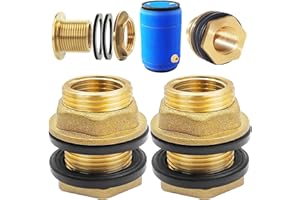 Begpoee 2 Pezzi 3/4" e 1/2" Filettato Connettore del Serbatoio dell'Acqua, Raccordo per Serbatoio dell'Acqua, Raccordi per Serbatoio in Ottone, Per Rubinetti, Secchi e Serbatoi d'Acqua(Giallo)