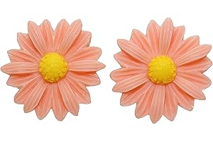 Bluebubble DAISY CHAIN 22mm Apricot Peach Daisy Flower CLIP ON Earrings on Gift Card