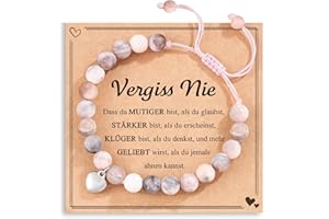 POWWA Naturstein Herz Armband für Tochter Enkelin Nichte mit Geschenk Nachricht Karte, geeignet als Geschenke auf Geburtstag Graduierung Weihnachten Neujahr