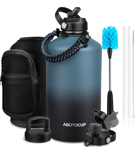 ABOTOCUP One-Touch Spout Lid For Wide Mouth Water Bottles - Leak-Proof, Insulated, Fits 12-64 Oz Bottles