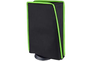 PlayVital Cover per ps5 Copertura Antipolvere Impermeabile Verticale in Nylon per ps5 Console Disc&Digital Edition,Nero Verde