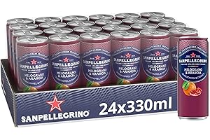 ‎SANPELLEGRINO San Pellegrino Naturali Melograno & Arancia Orangen-Granatapfel-Limonade mit 10% Orangensaft und 5% Granatapfelsaft (aus Konzentrat) 24er Pack (24 x 330ml) Einweg-Dosen