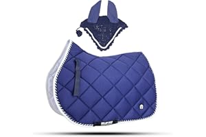 GALLOP SHOP Set di coprisella con velo da mosca abbinato (pannocchia, blu marino)