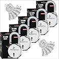 Pearson.fit Round Padlock 65mm 5 Lock Open with 10 Same Key for Flats Society Box Common Key Lock Open with 1 Key 8 Steel Lever Lock for Classroom Weather-Resistant Main Door Lock for Home