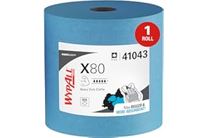 WypAll Panni WypAll X80 Power Clean 8347 - Panni per la pulizia riutilizzabili - 1 rotolo grande azzurro da 475 panni assorbenti