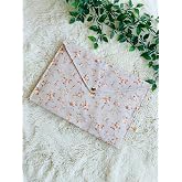 Lily Tongo &Ccedil;ıt&ccedil;ıtlı Zarf Dosya A4,%100 Pamuklu, Beyaz &Ccedil;i&ccedil;ek Desenli, 30x44 cm A&ccedil;ık, Taşınabilir Sanat Malzemesi Organizeri