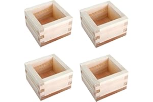 JapanBargain 2757 Lot de 4 tasses à saké japonais Masu en bois de cyprès Hinoki, fabriqué au Japon, 118 ml
