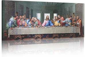 FajerminArt Grande Stampa su Tela Con Cornice Ultima Cena Quadri Moderni Immagine pittura su tela soggiorno camera da letto Cucina Ufficio ristorante Decorazione Murale 120x50cm