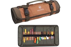 FIREDOG Tool Roll Organizer, 24 Pocket Wrench Roll Organizer Rolling Tool Bag Pouch Storage for Electrician, HVAC, Plumber, Carpenter or Mechanic, Brown