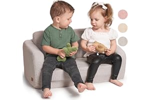 ZICOTO Sturdy Kids Couch and Chair for Fun Play Time or Comfy Lounging - The Perfect 2 in 1 Toddler Sofa Easily Unfolds Into a Super Soft Lounger - Modern Fold Out Chair for Babies Fits Nicely with Any Decor