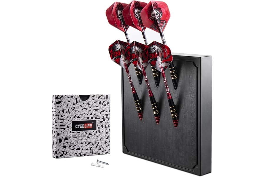 CyeeLife Wall Mounted Darts Holder/Stand,Dart Case Displays 6 Set of Steel/Soft Tip Darts,Compatible with All Sisal & Electronic Dartboards, Surrounds & Cabinets