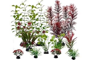 FENGQQKJ Aquarium Deko Aquarium Zubehör Aquariums Pflanzen Künstlich Wasserpflanzen Aquariums Miniteich Plastikpflanzen Fisch Tank Schildkröte Aquarien Dekorationen Rot Grün für Aquarien 10 Stück