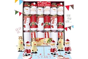 DIAMOND CHRISTMAS CRACKER Racing Christmas Crackers Pack 6 Funny Characters with Race Game + 1 pack of "Pin the Nose on the Snowman" game - By Diamond Brand