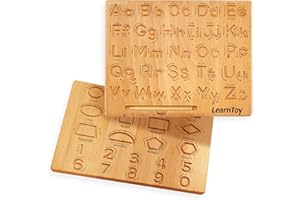 LearnToy Montessori Wooden Alphabet Tracing Board - Educational Toy for Kids - Fine Motor Skills Development - Double-Sided Writing Practice for Preschool 3-5 Years Old