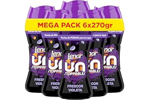 LENOR UNstoppables Perlas de Perfume para la Ropa, 133 Lavados (6 x 270g), Suavizante con Fragancia Violeta Fresca, Potenciador de Frescor