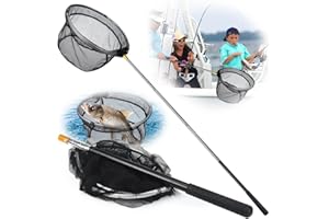 CAKEFLY Fishing Net Telescopic Foldable Fishing Landing Net Extendable Long Handle Catching Releasing Nets Fishing Accessories Butterfly Fish Shrimp Catcher for Outdoor Beach Garden Exploration