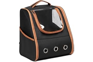 Kono Mochila para Gatos y Perros pequeños diseño ventilado Plegable aprobada por aerolíneas para Viajes Camping Senderismo Uso de hasta 13 Libras (Negro)