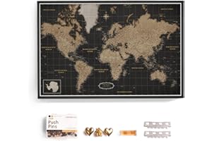 CANVASCALE Canvas World Map with Cork Pin Board - English Lettering - Decorative Wall Decoration for All Rooms - Canvas Pictures with World Map Motif (90x60 cm, Pattern 6)
