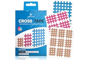 ‎YANGTSUNG YANGTSUNG Cross Tape Grid Tape Mix, Pack of 154, Waterproof Acupuncture Plasters, Strong Hold Acupressure Plasters, Cross Tape, Grid Plasters, Pain Points, Versatile