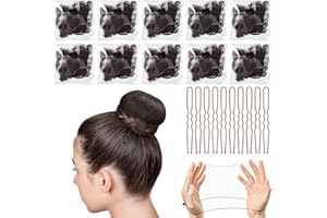 CHUANGDI Set de 20 Pièces Filets à Cheveux Invisibles et Épingles à Cheveux Forme de U 10 Filets à Chignon de Ballet Maille de Bord Élastique Accessoires de Chignons Bruns avec 10 Épingles à Cheveux