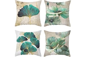 DIYCUT 4 Piezas Funda Cojines 45x45 cm, Funda de Cojines Flores Vintage, Fundas Cojines con Cremallera Oculta, Hermoso y Practico Cojines Cama Decorativos para Cojines de Sofá y Cojines de Asiento