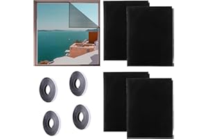 JLTXKST 4 Pcs Moustiquaire Fenêtre Écran, 150x130cm Moustiquaire pour fenêtre,avec 4 rouleaux de bandes autocollantes,Sans Perçage,pour Fenêtre Portes