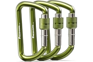 Freskaro Mosquetón de 3 Pulgadas, Bloqueo de Tornillo, Resistencia a la Tracción 12kN-1224kg, Aluminio 7075, Ideal para Senderismo, Camping, Llavero, Correa para Perros, 8cm, Color Surtido