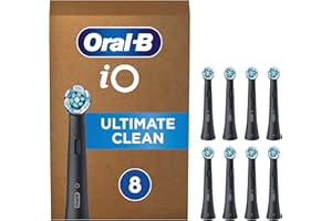 Oral-B iO Ultimate Clean Original Electric Toothbrush Heads, Black, Pack of 8 Replacement Toothbrush Heads with Angled Bristles for Deep Plaque Removal, Packaging May Vary