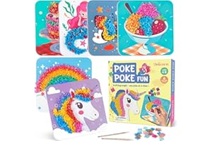 Rincalivestra Poke Art Kit - 6 Pack DIY Craft Kits for Kids Ages 4-8 | Unicorn, Rainbow, Mermaid, Ice Cream, Cake & Butterfly Designs | Creative Arts and Crafts Gift for Girls 4 5 6 7 8 Years Old (01)