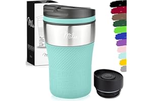 Milu Termo Taza - Vaso Termico de Viaje - Café para Llevar - de acero inoxidable para beber - con aislamiento de doble pared (Turquesa, 210ml)