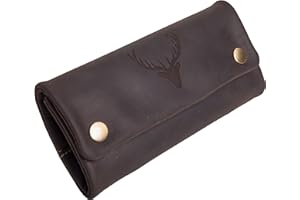 ANDERS Tabaktasche Drehertasche Rindleder Old Used Vintage Look I Lederdesign Germany (Dunkelbraun-Motiv3)