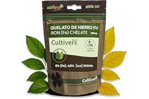CULTIVERS Quelato De Hierro Ecológico 250 g Abono Reverdeciente anticlorosis Soluble en Agua Nutriente Corrector de Clorosis Férrica en Plantas y Cultivos Fertilizante 6% Fe-EDDHA orto orto 4,8%