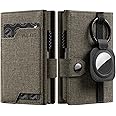 VULKIT Airtag Wallet for Men RFID Blocking Credit Card Holder with Banknote Compartment & ID Window Pop Up Wallet with Removable AirTag Holder Keyring, Green