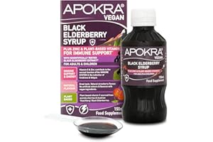 Elderberry Syrup, Acerola Cherry Vitamin C and Zinc for Adults & Kids | Immune System Booster | Natural Strawberry Flavour | Vegan | Plant Based VIT C | APOKRA