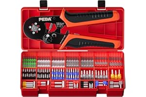 PEBA Set Pinza Crimpatrice per Puntalini Capicorda da 0.08 a 10,0 mm², con 21 tipi di Puntalini/Doppi, Set di Pinza Puntalini - Pinza Crimpatrice Capicorda AWG 28-7 - Pinza Puntalini Elettrici