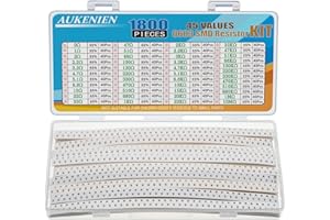 AUKENIEN 0603 Resistenze SMD 45 Valori 1800 Pezzi 0R a 10M Ohm Resistenza 1/10W Resistori SMT Kit Assortimento con ±5% Tolleranza