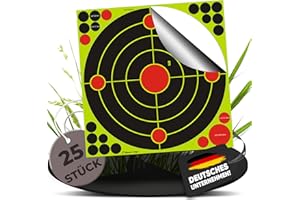 Fritz-Cell 1201 - Juego de 25 dianas dianas autoadhesivas para todos los rifles, pistolas, rifles de aire, airsoft, BB, diábolo, compatible con objetivos Splatterburst