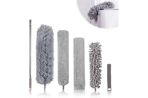 SPRIFITYY 6 Piezas Plumero Telescopico Extensible,Plumero Telescópico Lavable de Microfibra,Extensible hasta 250 cm,per Limpieza de Ventiladores de Techo Alto,Persianas,Muebles,Telaraña,Polvo