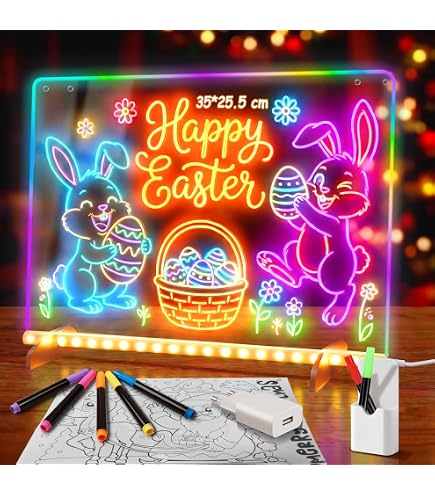 Planche à Dessin LED KOKODI 37x27 Cm – Tableau Lumineux RVB, 7 Stylos, Câble USB-C Et Kit Nettoyage, Idéal Pour Activités Créatives