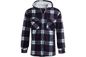 shelikes Mens Womens Shirts Fleece Padded Lumberjacket Sherpa Fur Lined Lumberjack Hooded Quilted Thermal Check Shirt