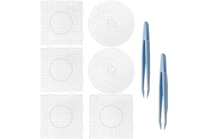 POPAPIE 6 Pezzi Base Trasparente per Pèrline da Stirare,Pegboard per Perline a Fusione,Base Quadrata per Perline,con 2 pezzi Pinzette per Bambini Fai da Te Modelli Divertimento