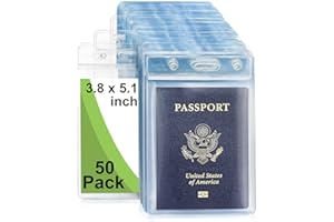 Fushing Pack de 50 plástico transparente vertical Badge titulares, nombre Tag titulares, titulares de la tarjeta (XL)