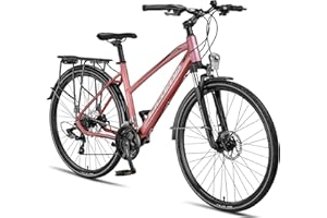 Licorne Bike Vélo de trekking 28’’, avec frein à disque en aluminium, 21 vitesses, VTT, vélo de cross, pour femme, homme, garçon, fille