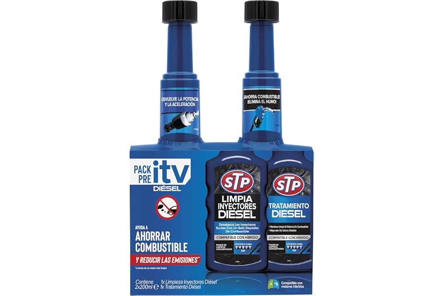 Pack pre itv tratamiento limpia inyectores diesel 200 ml + tratamiento diesel 200 ml coches stp